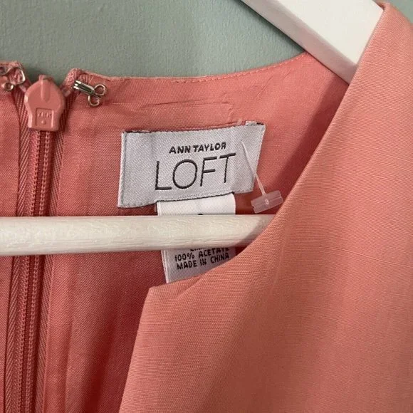Ann Taylor LOFT Coral Linen Blend Pencil Dress Size 2 XS - Picture 2 of 5